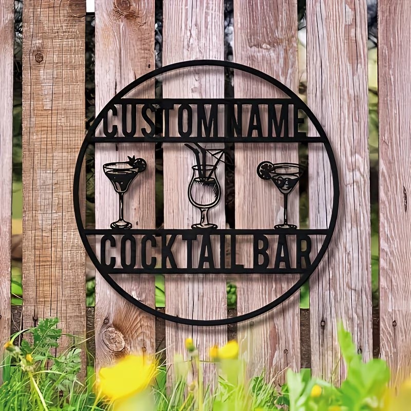 Home Bar Signs - Custom Name Cocktail Bar Sign, Bohemian