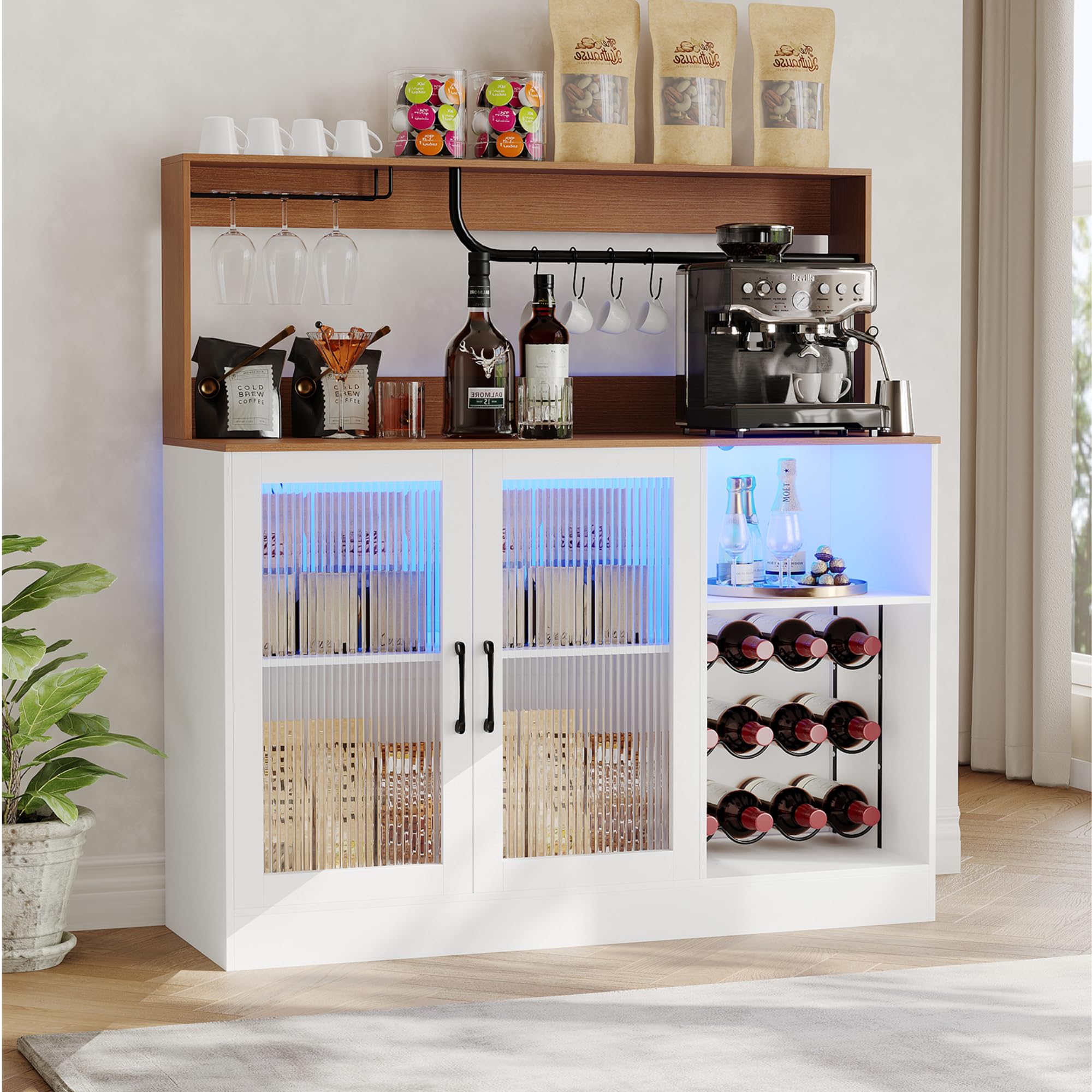 Wine Bar Cabinet With LED Ligh - Home Bar Shelves review and price