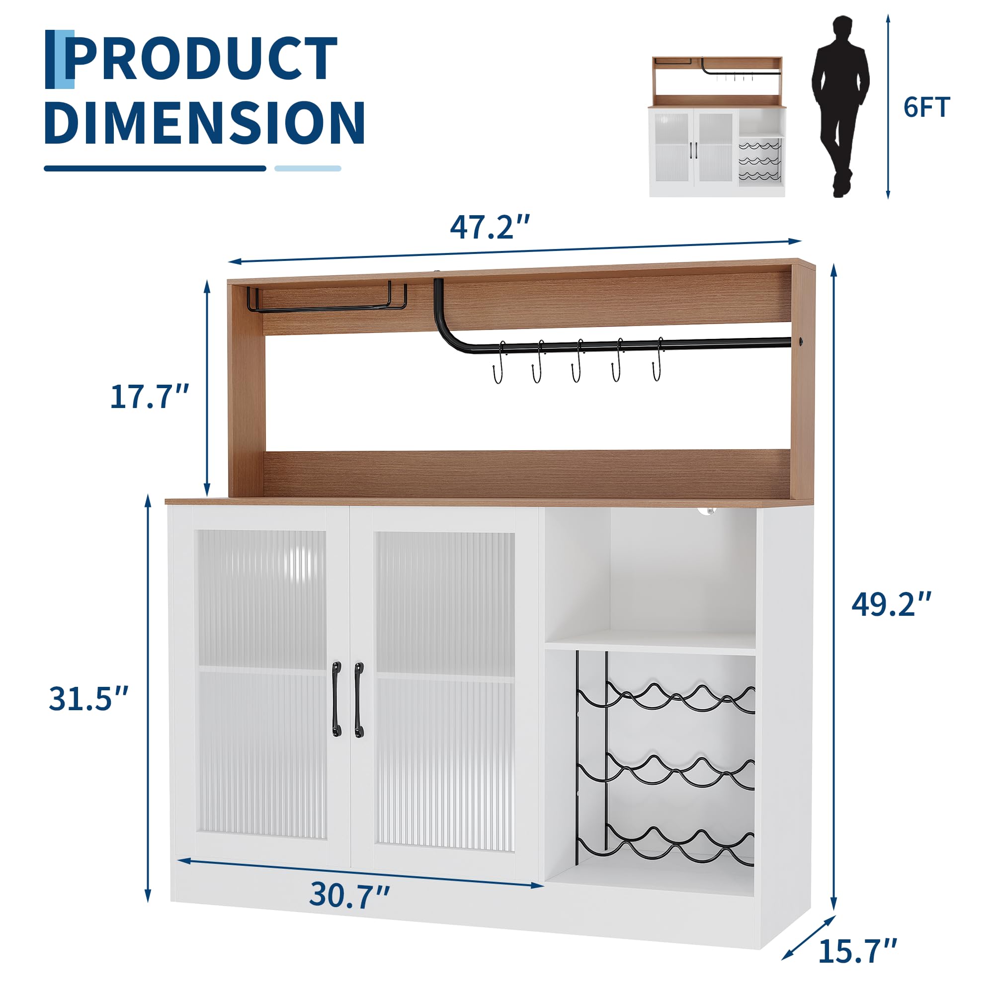 Wine Bar Cabinet With LED Ligh - Home Bar Shelves review and price
