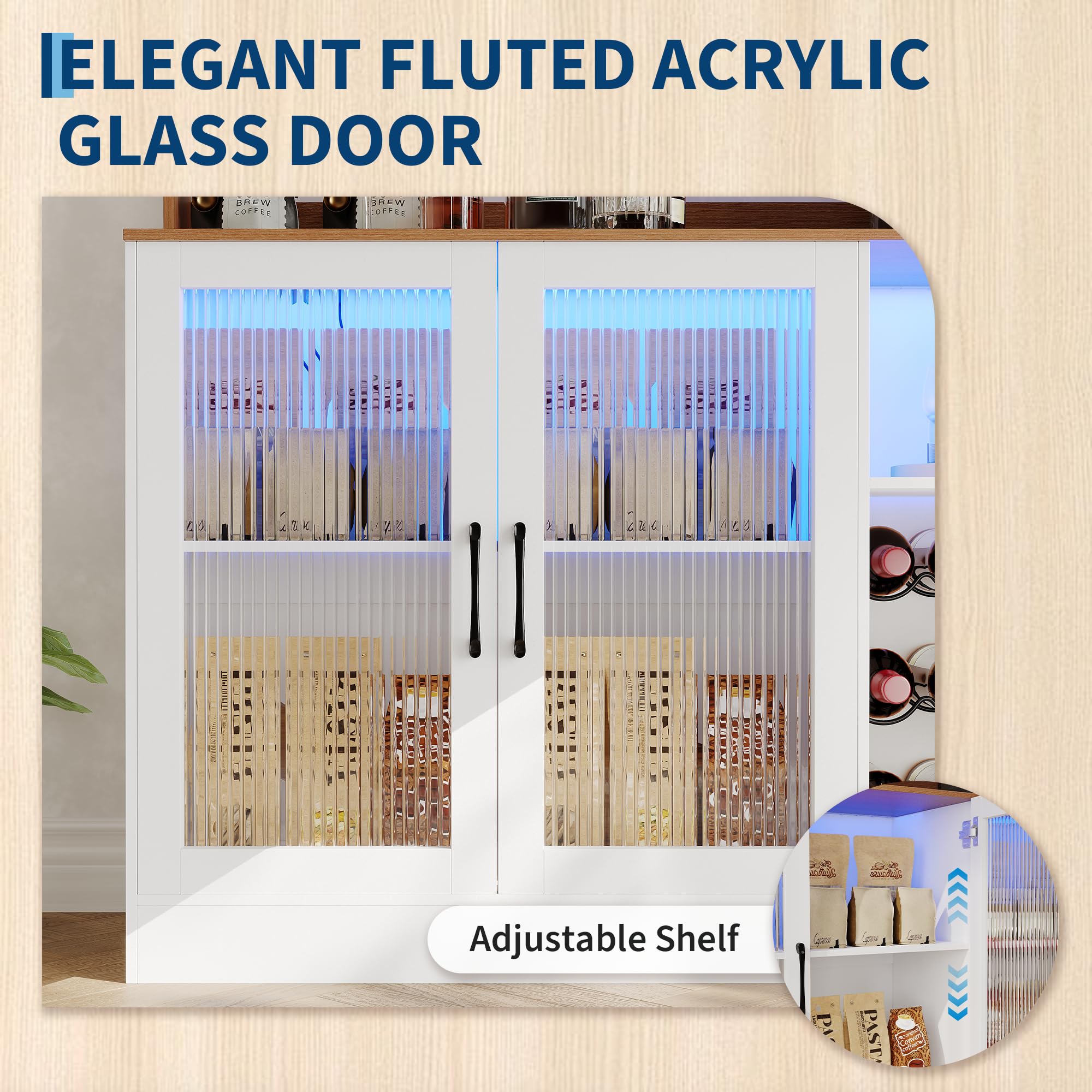 Wine Bar Cabinet With LED Ligh - Home Bar Shelves review and price