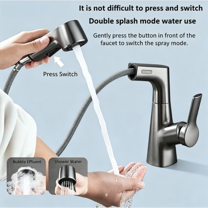 Pull-out faucet in bathroom, h - Home Bar Sink review and price