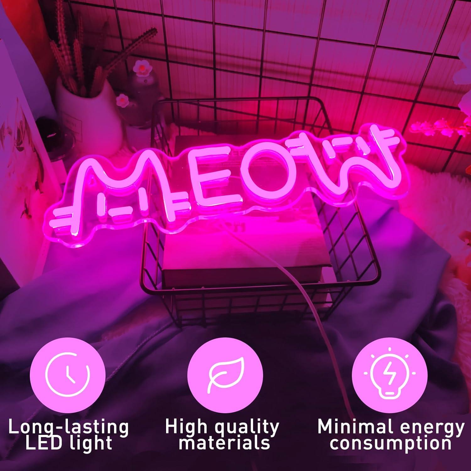 Meow Neon Sign Cat USB Powered - Home Bar Signs review and price