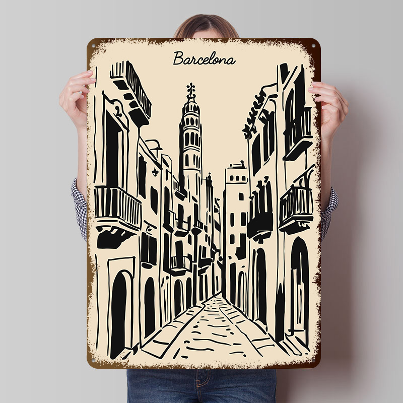 Barcelona Street Metal Poster  - Home Barcelona review and price