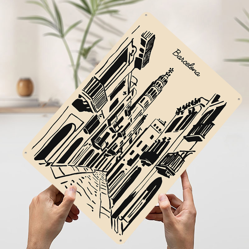 Barcelona Street Metal Poster  - Home Barcelona review and price